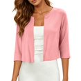 thumbnail image 3 of Arlun Fall Cropped Cardigan for Women Lightweight 3/4 Length Sleeve Open Front Cardigans for Oktoberfest Trendy Casual Crew Neck Solid Color Basic Thin Outerwear, 3 of 7
