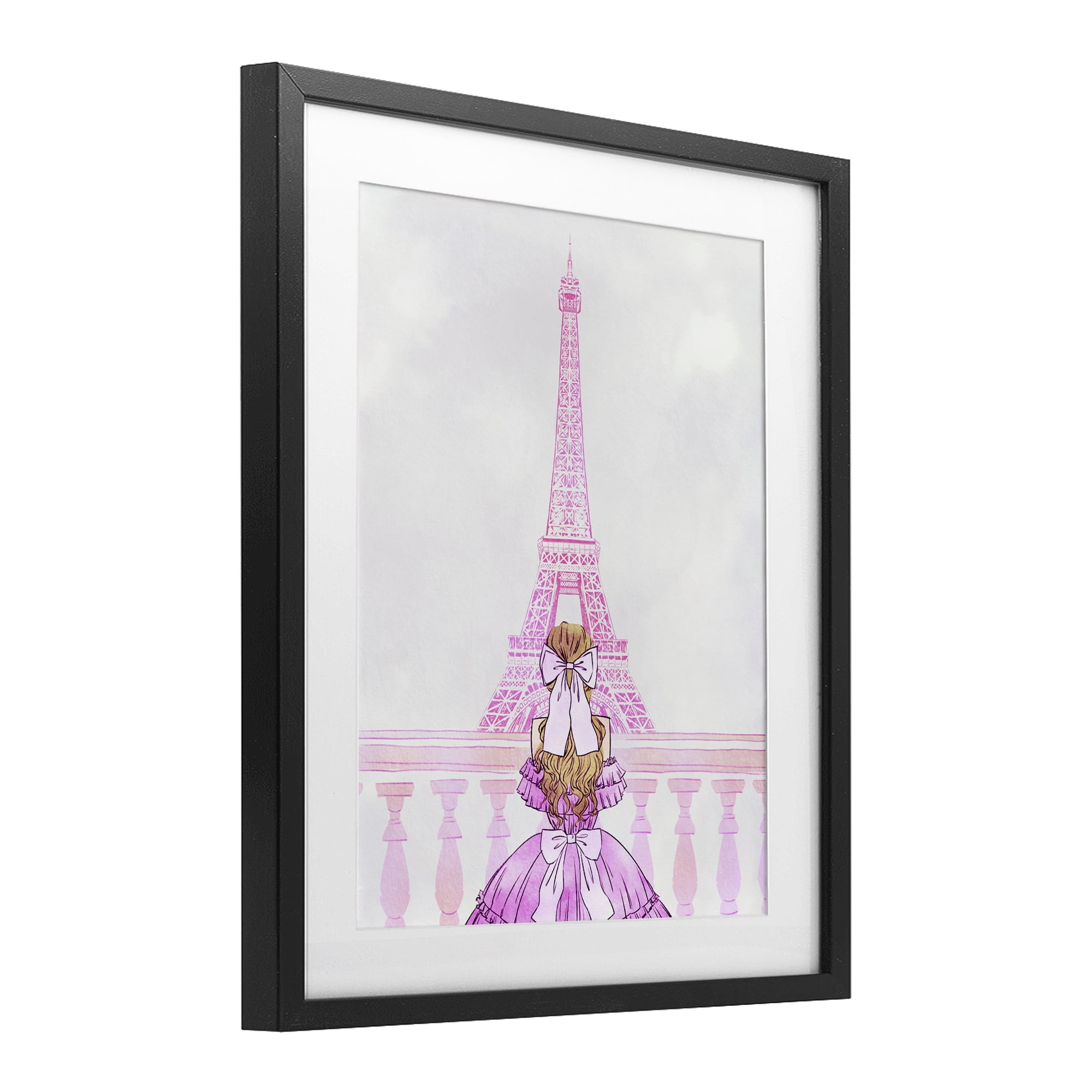 Stupell Industries Pink Gown & Eiffel Tower Black Framed Print Under Glass, design by Ziwei Li