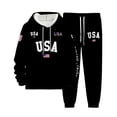 thumbnail image 2 of Men Sweatsuits 2 Piece Set Classic letter print Casual Hoodie Sweatshirt and Joggers Sweatpants Sets Running Sport Suit with Pocket Black L, 2 of 4