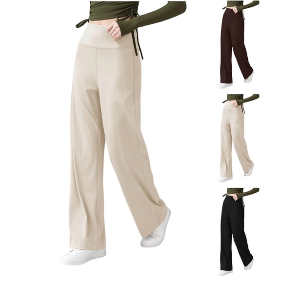 Sokhug High Waist Wide Leg Athletic Pants for Women Soft Stretch Straight Leg Yoga Trousers Casual Quick Dry Slim Fit Loungewear Pants
