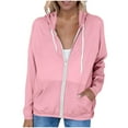 thumbnail image 3 of Viluyesy Women's Full Zip Up Hoodie Lightweight Casual Hooded Jackets with Pockets Drawstring Long Sleeve Loose Fit Coat for Daily Outdoor Wear, 3 of 10