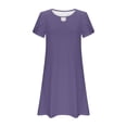 thumbnail image 6 of ClodeEU Women's Simple T Shirt Loose Dress,Cut Out Neckline,Short Sleeve Casual Mini Dress A-Purple,Womens Plus S, 6 of 6