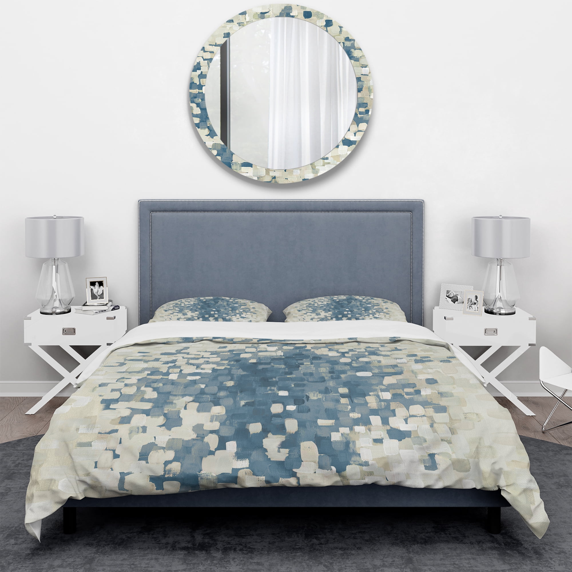 Designart 'Geometric Blue Spots' Geometric Duvet Cover Set