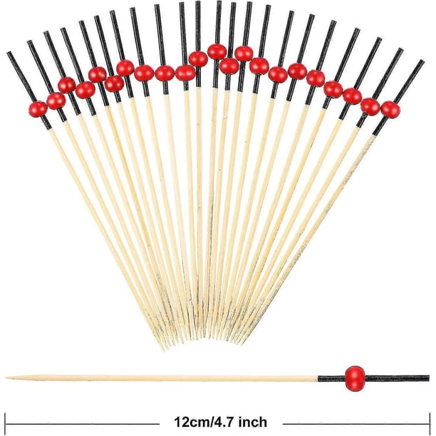 Cocktail Decorative Toothpicks Fruit Sticks Party Supplies - Red Black - 200 Pieces