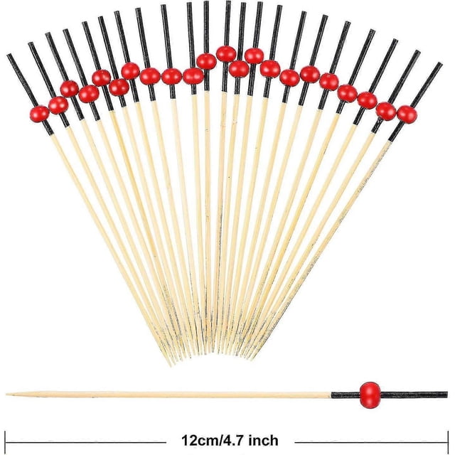 Cocktail Decorative Toothpicks Fruit Sticks Party Supplies - Red Black - 200 Pieces