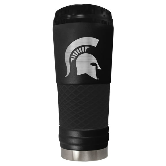 Michigan State 24 ounce vacuum insulated stainless steel tumbler in black powder coat and laser etched team logo