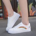 thumbnail image 2 of Zapatos vulcanizados transpirables bordados a la moda de primavera, zapatillas de deporte para mujer, zapatos de plataforma de cuero, zapatos informales con cordones para mujer, White35 Gao Jinjia LED, 2 of 2