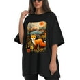 thumbnail image 4 of Plus Size Shirt for Women Black Tops for Women Short Sleeves Shirt for Women Fox T Shirt Crewneck Shirt for Women XL, 4 of 5