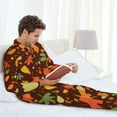 thumbnail image 6 of Susaid Autumn Leaves Print Men's Long Sleeve Pajama Set, Two-Piece Button-Down Loungewear PJs Set, Comfortable Sleepwear for Relaxation-XX-Large, 6 of 7