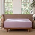 thumbnail image 5 of MooMee 100% Washed Cotton Queen Fitted Sheet Only Linen Like Textured Extra-Deep Pocket Breathable Soft 1-Piece(Light Purple), 5 of 7