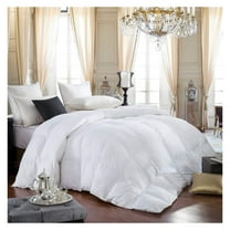 Queen Goose Down Comforter, 600TC Egyptian Cotton, All Season White