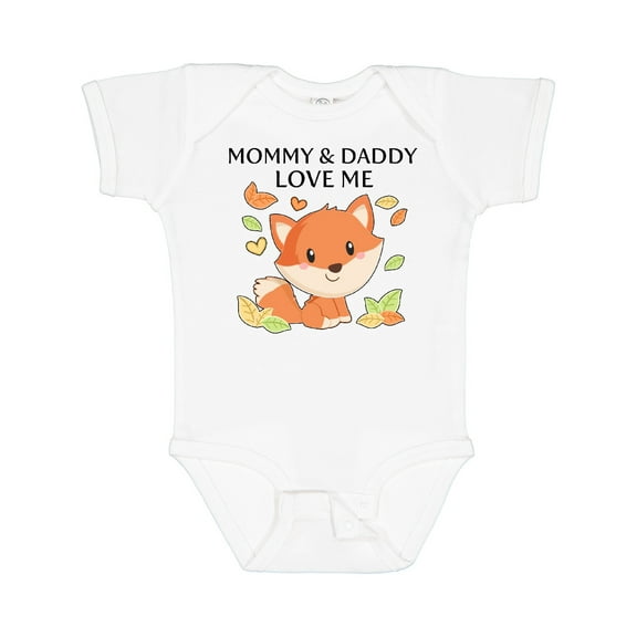 Inktastic Mommy and Daddy Love Me- Little Fox Boys or Girls Baby Bodysuit