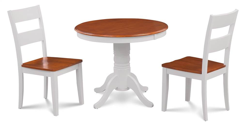 3Pc Small Kitchen Table Set in White and Cherry Finish
