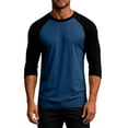 thumbnail image 3 of Havenx Mens Baseball Shirt Raglan 3/4 Long Sleeve Crew Neck Shirt Color Block Moisture Wicking Tee Shirt Soft Basic Sports Baseball Lightweight Top,Dark Blue M, 3 of 5