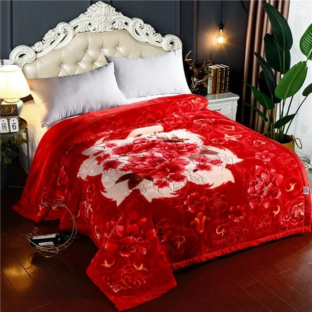 Fleece Mink Thick Blanket 2 ply Printed Warm Korean Style Bed Blanket