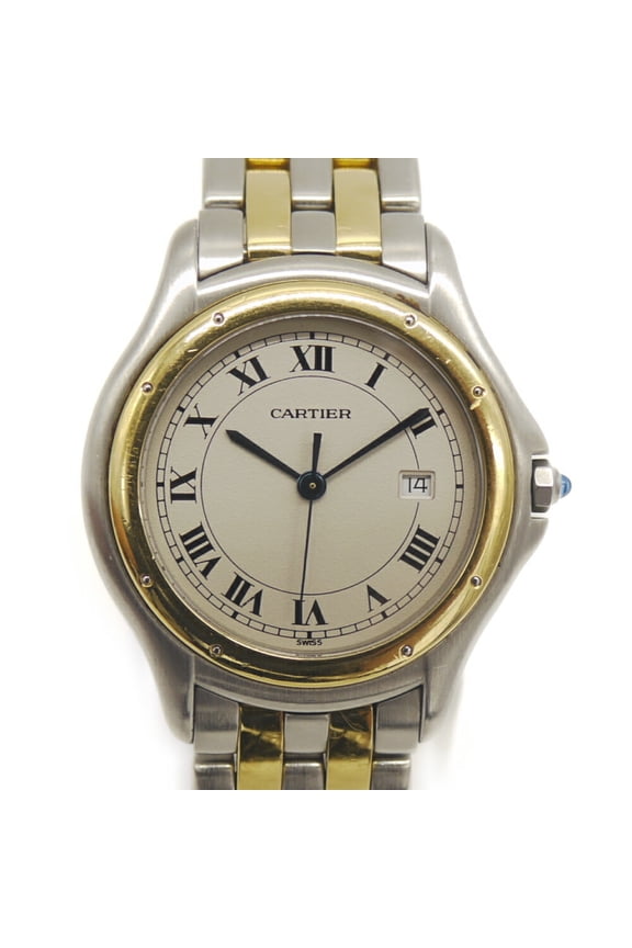 Pre-Owned Cartier Panthre Cougar LM Quartz W35006B6 Ivory Dial Watch SS/YG