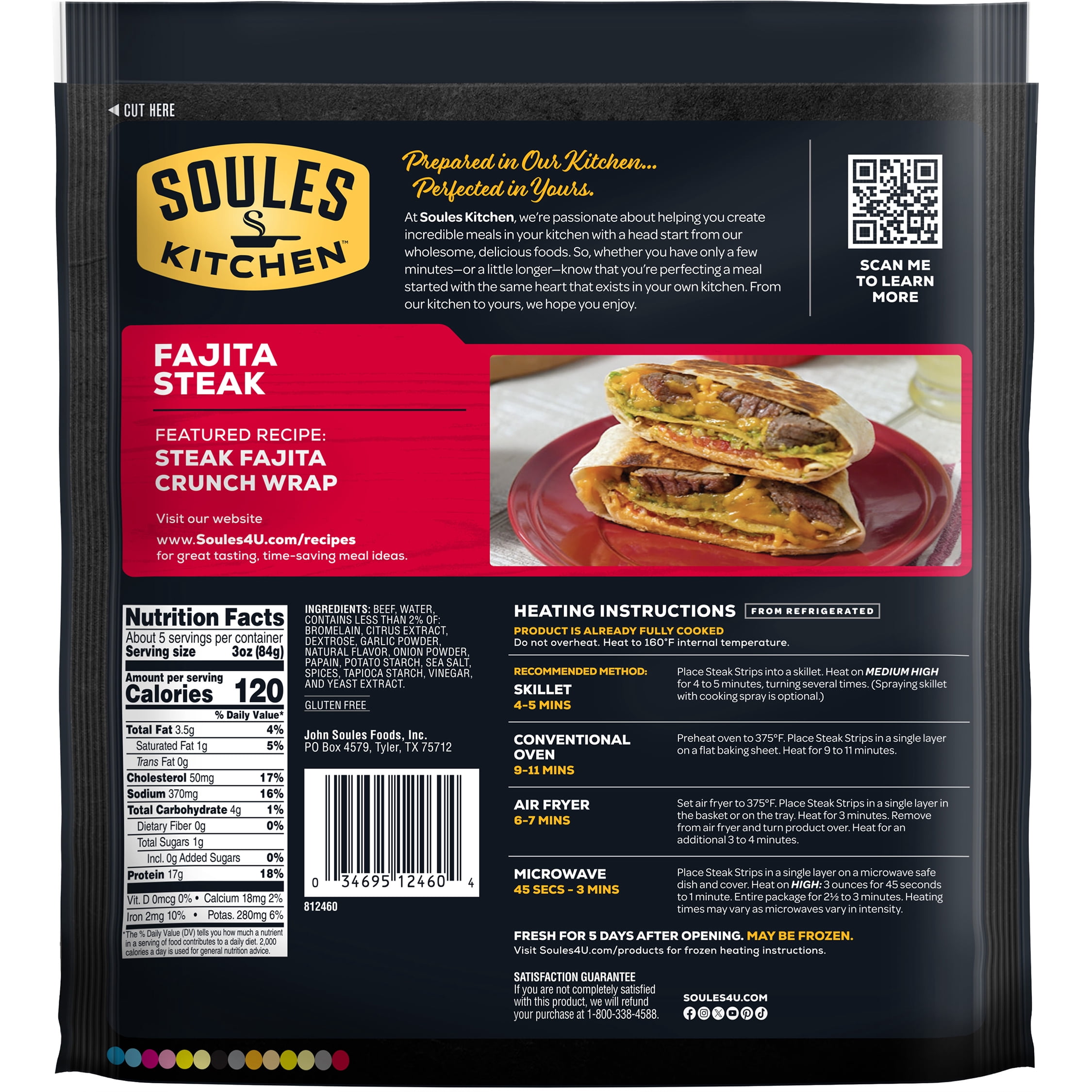 Soules Kitchen, Fully Cooked, Steak Fajitas, Fire Grilled Beef Strips, Family Size, 14 oz