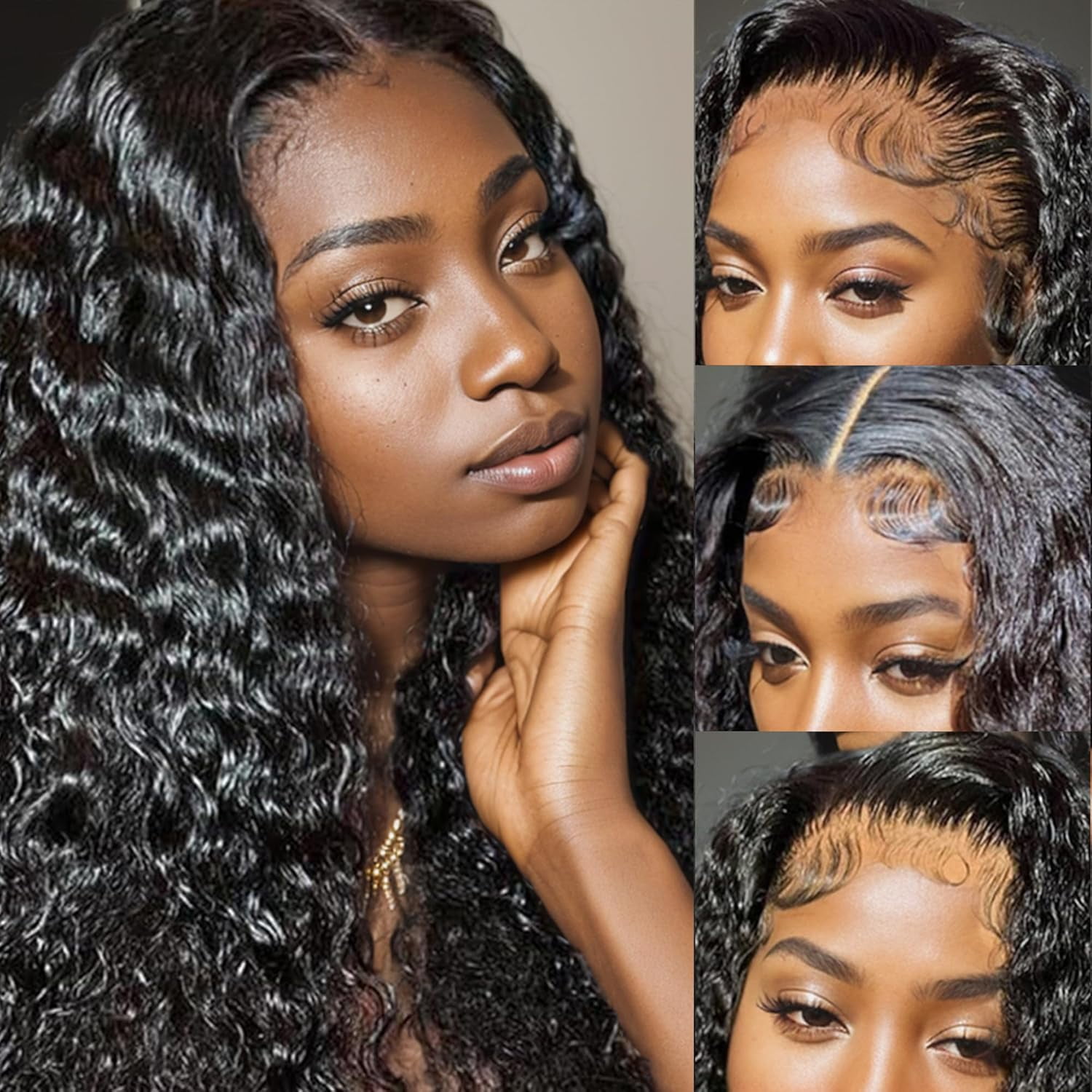 Lace Front Wigs Human Hair: 13x6 Glueless Wigs Human Hair Pre Plucked Pre Cut,Deep Curly HD Frontal Wig 180% Density,Human Hair Wigs for Black Women, Multiple Sizes, Natural Color (22inch)