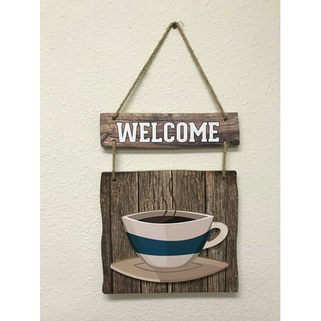 Welcome Coffee Sign, High quality MDF board laminated with Welcome on the top board and with a Coffee Cup cut out on the bottom. Product Size: 11x 21 x (Best Way To Cut Laminate)