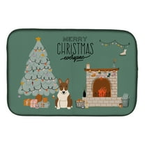 Carolines Treasures CK7700DDM Brindle Bull Terrier Christmas Everyone Dish Drying Mat 14 x 21" multicolor