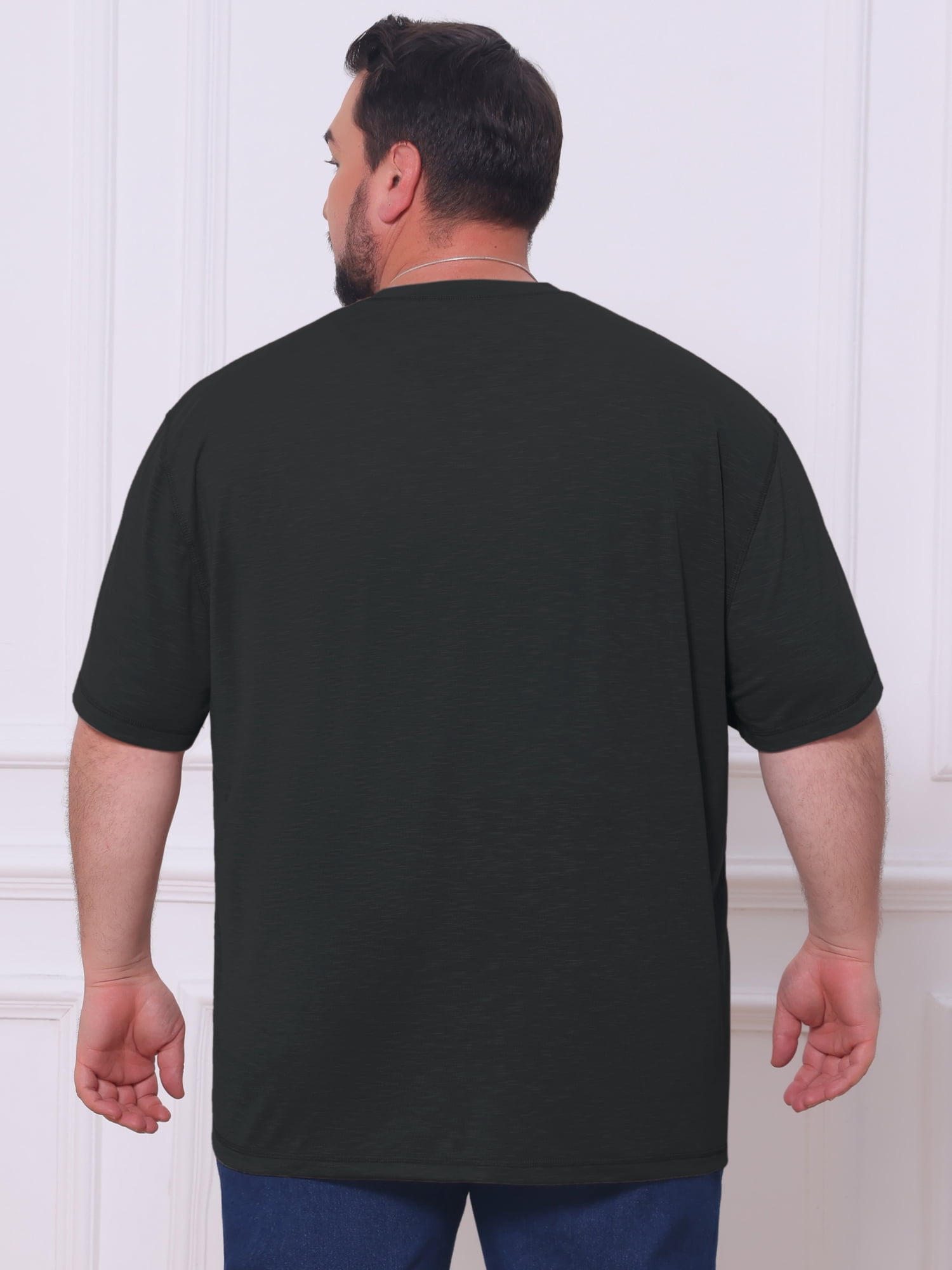 DARING DIVA Men's Big Tall Henley Shirts Button Down Short Sleeve T-Shirt XL Black