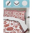 thumbnail image 3 of Full Size Quilt Bedding Set, Red Floral Reversible Summer Quilt 3 Pieces, Vintage Flowers Botanical Farmhouse Greek Key Lightweight Bedspreads Coverlets with 2 Pillow Shams for All Seasons, 3 of 5