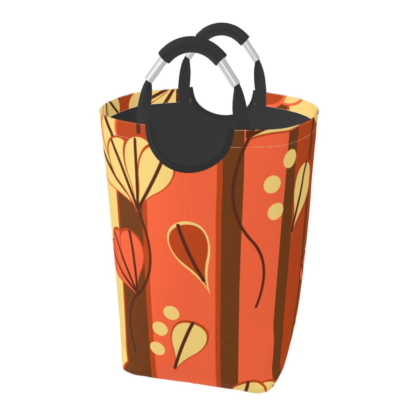 Vintage Brown Leaves Laundry Basket, Bathroom Dirty Clothes Organizer