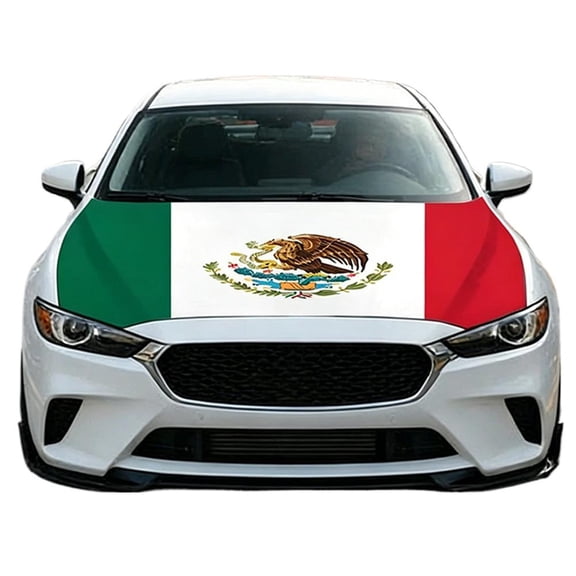 Mexico Flag Car Hood Cover, Universal Fit Stretchable Polyester Bonnet Banner for SUVs, Trucks & Cars, Patriotic Mexican Decor for Football Matchday & Tailgate