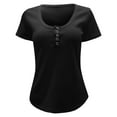 thumbnail image 4 of Women Summer Tops Women's T Shirts Casual Summer Style Round Neck Button Detail Top For Everyday Wear Pair With Jeans Women Shirt Athletic T Shirt Set over Shirts Ladies Short Sleeve And Black L, 4 of 4
