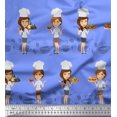 thumbnail image 1 of Soimoi Velvet Fabric Cook Girl Fabric Prints By Yard 58 Inch Wide, 1 of 3