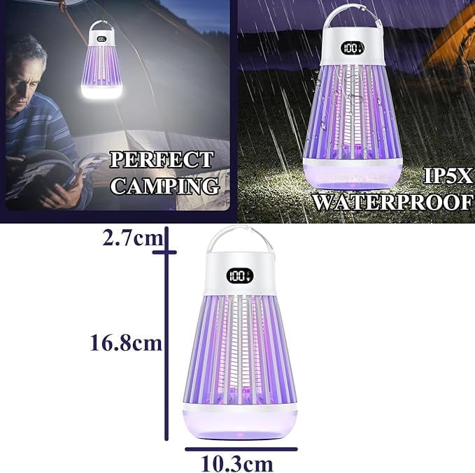 zap Zone Defender Original -All-Protection Mosquito Lantern Shockproof, Waterproof & 2-in-1 Design, Rechargeable Indoor/Outdoor Light for Safe Use in Home, Garden and Camping (J3-Black)
