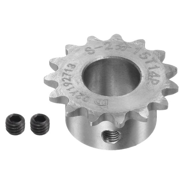 Unique Bargains Pignon de Chaîne à Rouleau Type B 15 Dents 14mm Engrenage Moteur en Acier Inoxydable