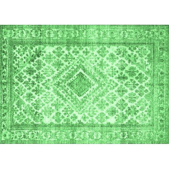 Ahgly Company Indoor Rectangle Persian Emerald Green Traditional Area Rugs, 7' x 10'