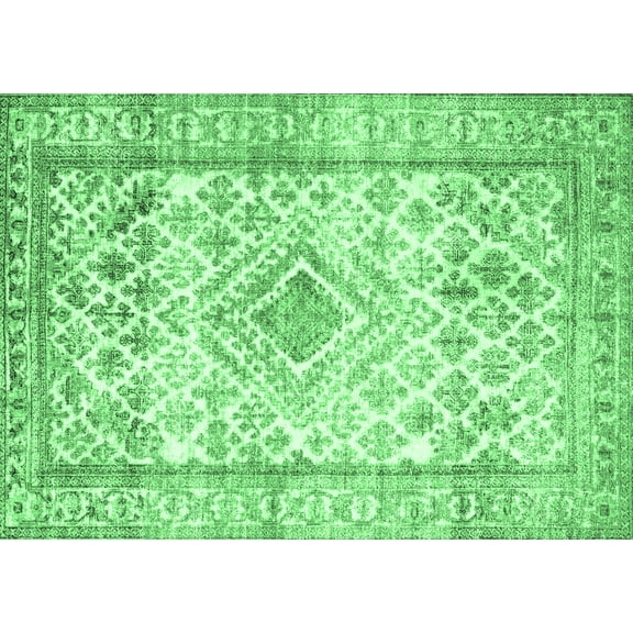 Ahgly Company Indoor Rectangle Persian Emerald Green Traditional Area Rugs, 5' x 7'