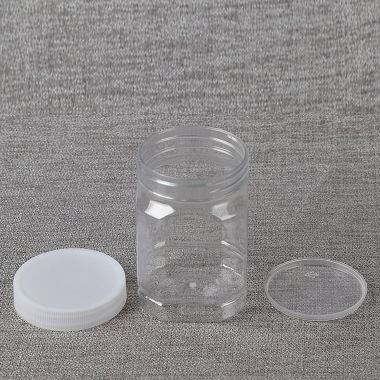 12pcs Home Plastic Jars Storage Containers with Ribbed Liner Screw On Lids  Cereal Dry Food Storage Container Airtight Leakproof Plastic Storage Bottle  for Cereal Flour Sugar Rice Snacks (360ml) 