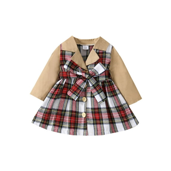 Bagilaanoe Toddler Baby Girl Plaid Windbreaker Long Sleeve Single-Breasted Jacket Coat 3M 6M 9M 12M 18M 24M 3T Kids Fall Casual Patchwork Outwear