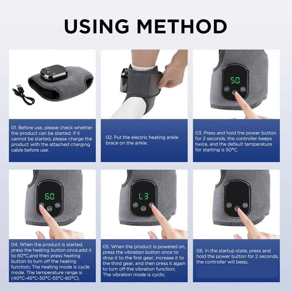 2026 Rechargeable Therapy Foot Massager, 3-in-1 Massage Wireless & Portable with 3 Vibration Mode, 5 Heat Leavel for Pain Relief & Relaxation (Grey 2Pcs)