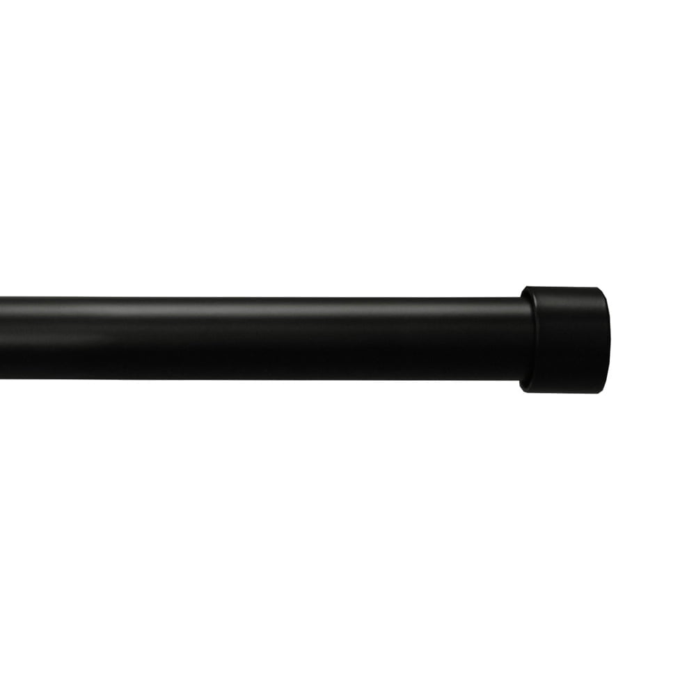 Lumi Single Curtain Rod Brushed Nickel/ Black- End Cap finials 5/8" Dia. 28"-48" L - Brushed Nickel
