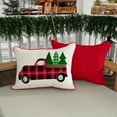 thumbnail image 2 of Jordan Manufacturing 12" x 16" Christmas Tree Truck White Novelty and Red Solid Reversible Rectangular Outdoor Lumbar Throw Pillow with Welt (2-Pack), 2 of 14