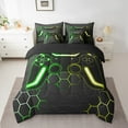thumbnail image 2 of Erosebridal Video Game Bedding Set Gamer Bed In A Bag 7 Piece Gaming Twin Comforter Set With Sheets Teen,Honeycomb Gamer Bedding Sets Neon Geometric Video Game Bed Set Green Gold, 2 of 5