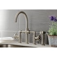 thumbnail image 3 of Kingston Brass KS2338RX Belknap Two-Handle 4-Hole Deck Mount Industrial Style Bridge Kitchen Faucet with Brass Side Sprayer in Brushed Nickel, 3 of 7
