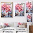 thumbnail image 4 of Designart "Pink And Blue Trees landscape Pointillism V" Cottage Floater Framed Wall Decor, 4 of 7