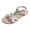 Silver, variant on Women's Flat Sandals for Summer Beach Fashion Beaded Open Toe Lightweight Walking Shoes with Elastic Ankle Strap Silver Size 9.5