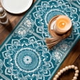 thumbnail image 5 of Blue Vintage Boho Ethnic Table Runner, Abstract Tribal Flower Cotton Linen Kitchen Table Decoration Washable Dining Tabletop Runners for Home Party Decor 13x36 Inches, 5 of 9
