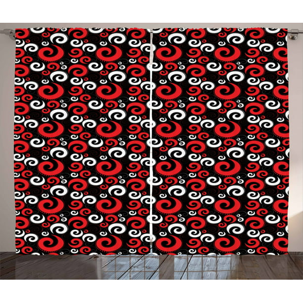 Red And Black Curtains 2 Panels Set, Black And White Curtains Uk