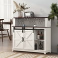 thumbnail image 2 of Glavbiku Farmhouse Coffee Bar Wine Cabinet W/ Sliding Barn Door,Sideboard Buffet W/ Wine Rack,White, 2 of 12