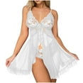 thumbnail image 2 of uublik Sleep Wear Set For Women Valentine's Day Bodysuit V Neck Nightgown Nightwear Sleepwear White, 2 of 4