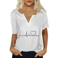 thumbnail image 7 of Tittly T Shirts for Women Spring Tops for Women Women's Short Sleeved T Shirt V Neck Top Fashionable Casual Short Sleeved Shirt Graphic Tees Tshirts Shirts White 3XL, 7 of 7
