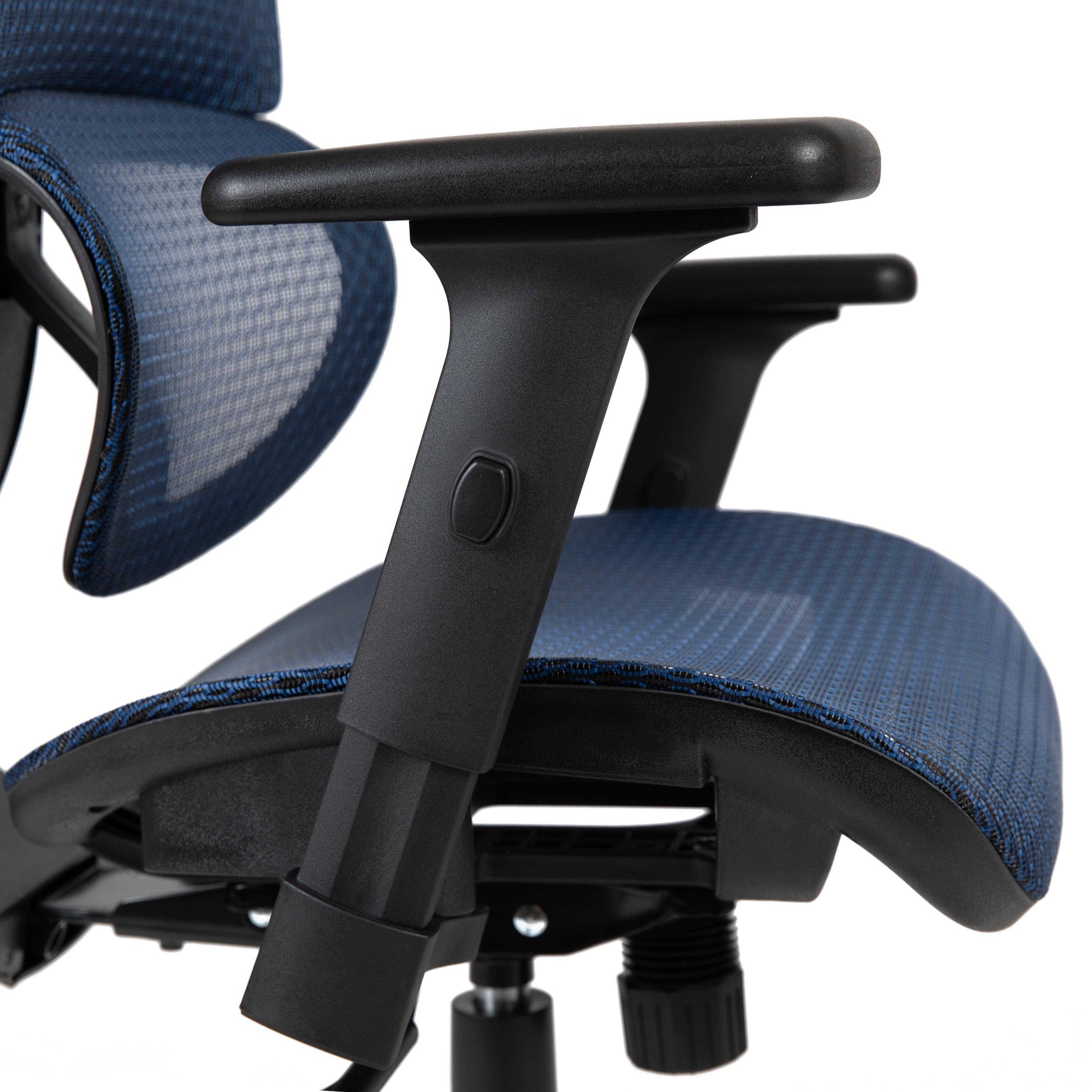 Flash Furniture Ergonomic Mesh Office Chair with 2-to-1 Synchro-Tilt, Adjustable Headrest, Lumbar Support, and Adjustable Pivot Arms in Blue