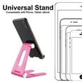 thumbnail image 7 of Pokanic Cell Phone Fully Foldable Stand Dock Holder Cradle Mount Organizer Charger Station Table Desk Bed Office School Kitchen Travel Portable Adjustable Multi-Angle Aluminum Pouch (Rose Gold), 7 of 7
